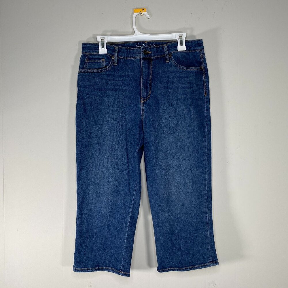 Gloria Vanderbilt Rail Straight Capri Denim Jeans Women's 14 High Rise Blue